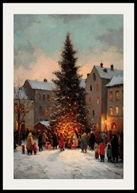 Atmospheric Christmas scene with snow and sparkling lights-2