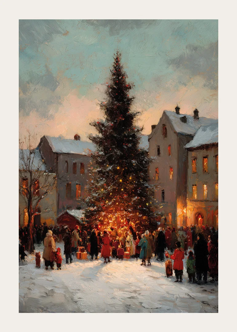 Atmospheric Christmas scene with snow and sparkling lights-12