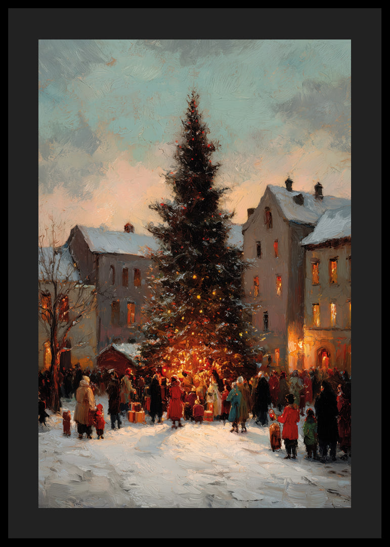 Atmospheric Christmas scene with snow and sparkling lights-12