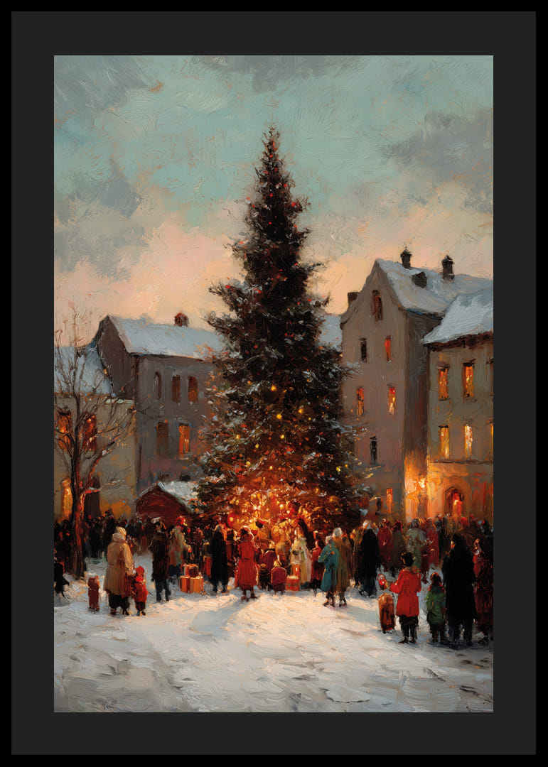 Atmospheric Christmas scene with snow and sparkling lights-12