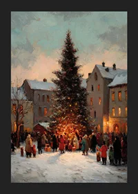 Atmospheric Christmas scene with snow and sparkling lights-5