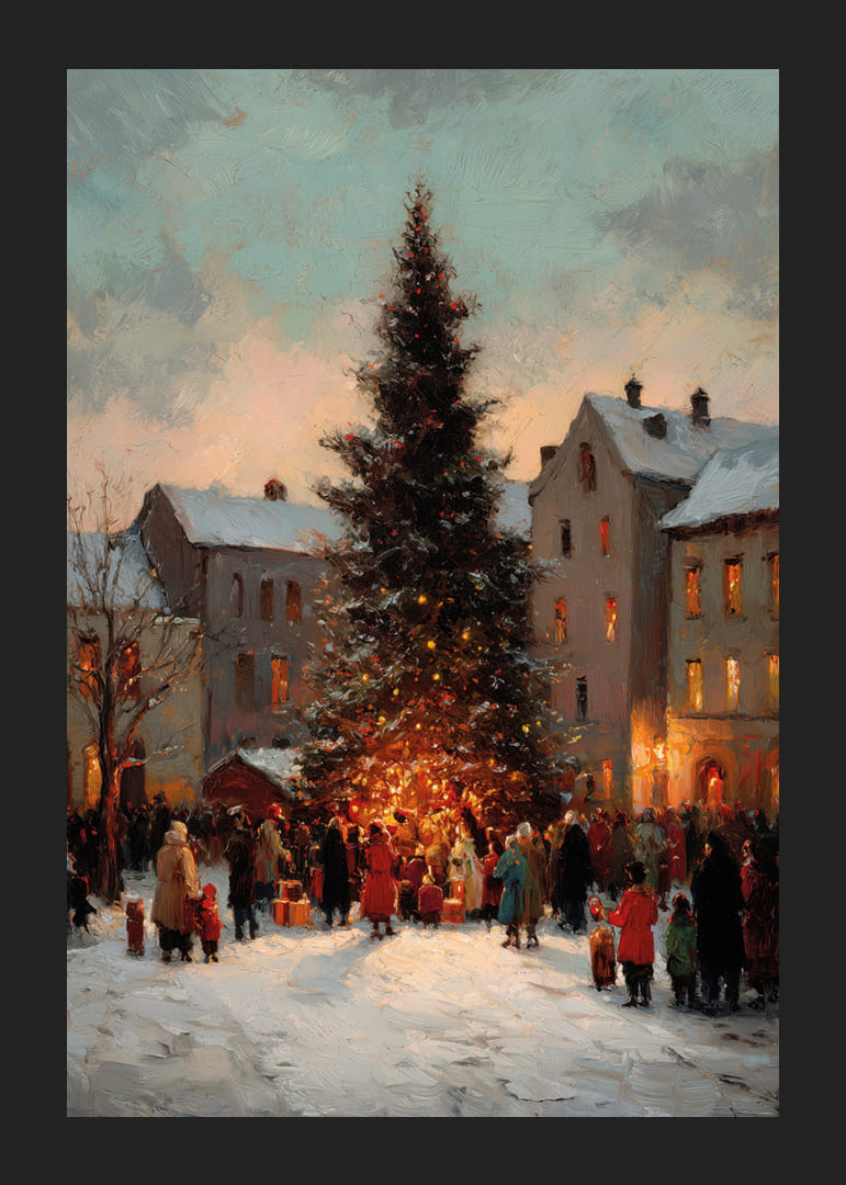 Atmospheric Christmas scene with snow and sparkling lights-12