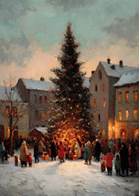 Atmospheric Christmas scene with snow and sparkling lights-7