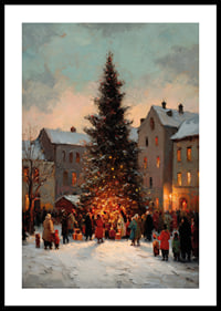 Atmospheric Christmas scene with snow and sparkling lights-0