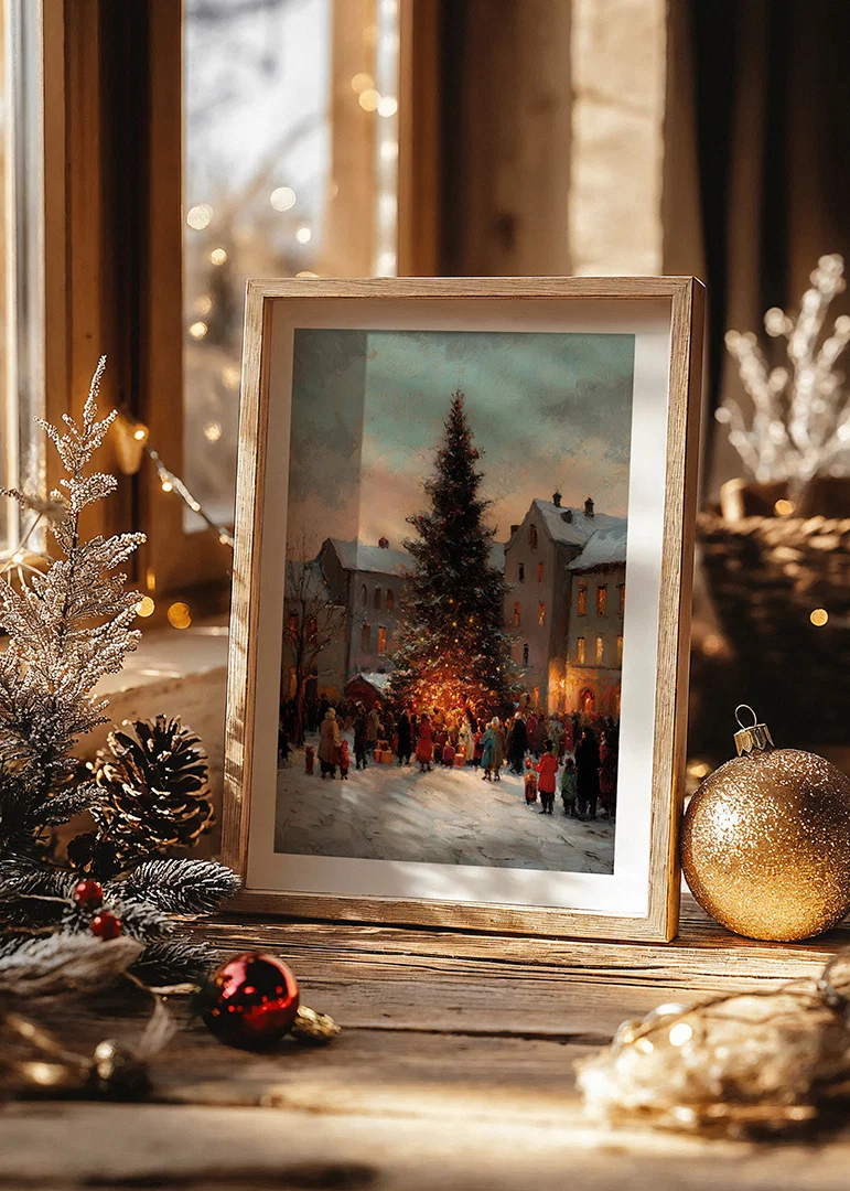 Atmospheric Christmas scene with snow and sparkling lights-12