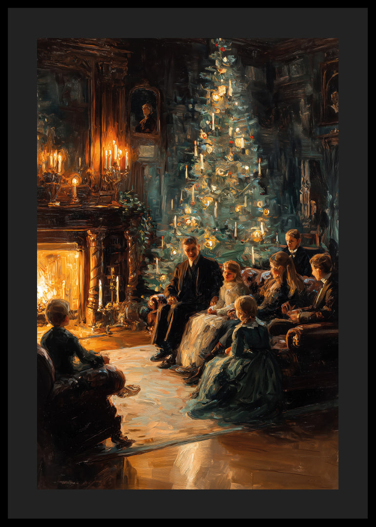 Christmas coziness by the fire with the tree's radiant light-12