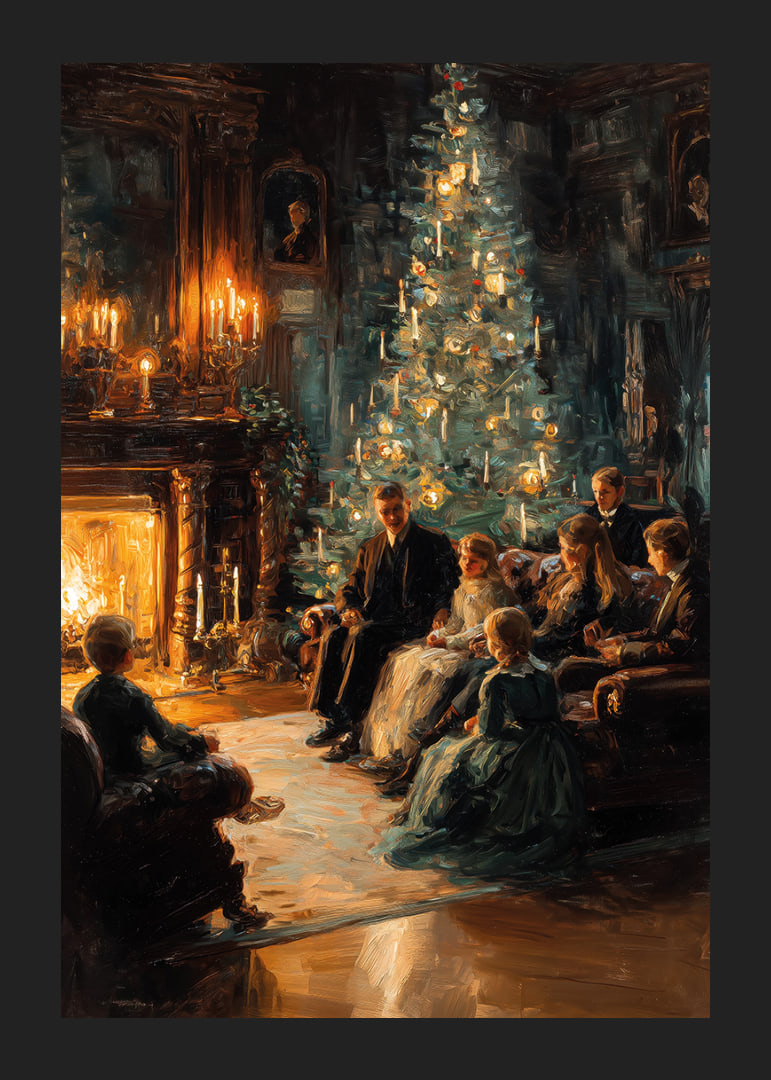 Christmas coziness by the fire with the tree's radiant light-12