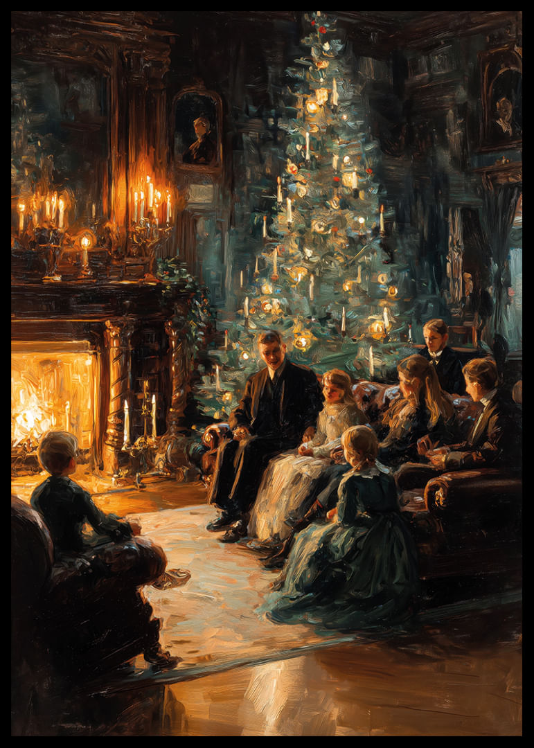 Christmas coziness by the fire with the tree's radiant light-12