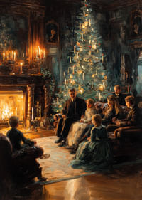 Christmas coziness by the fire with the tree's radiant light-3