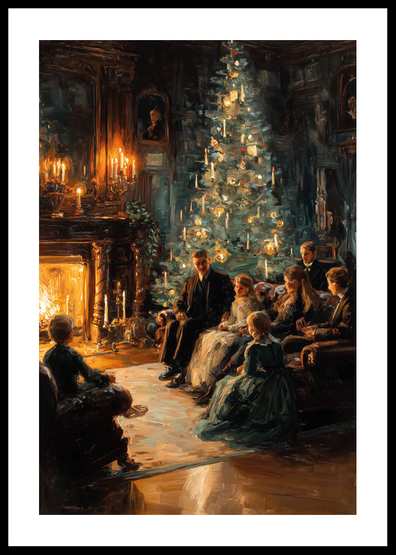 Christmas coziness by the fire with the tree's radiant light-12