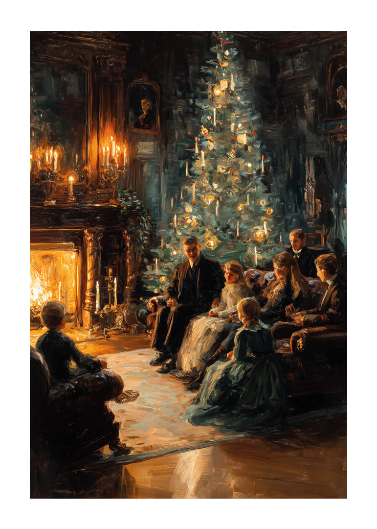 Christmas coziness by the fire with the tree's radiant light-12