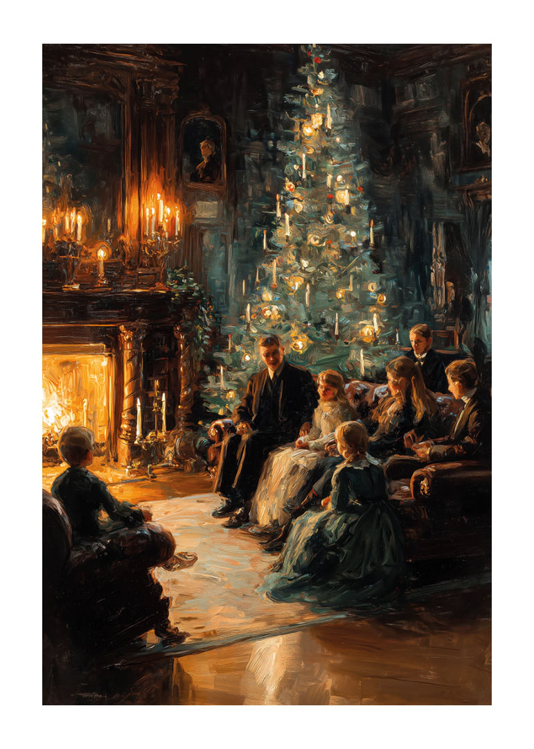 Christmas coziness by the fire with the tree's radiant light-12