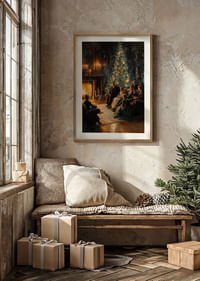 Christmas coziness by the fire with the tree's radiant light-4