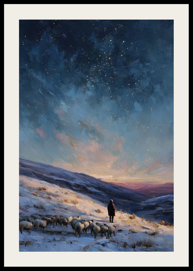 En herde leder sina får under en stjärnklar himmel-12