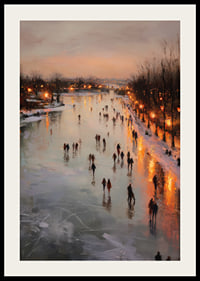 Sparkling ice rink with glowing winter lights and skaters-2