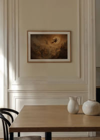 Egy boszorkány lebeg egy ködbe borult falu felett varázslatos holdfényben-4