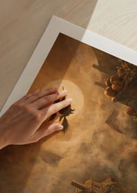 Egy boszorkány lebeg egy ködbe borult falu felett varázslatos holdfényben-5