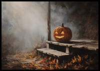 Egy világító tök életet lehel egy ködös őszi estébe-2