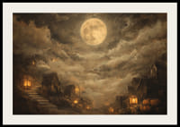 En mystisk natt med fullmåne och lyktor som lyser i dimman-2