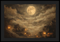 En mystisk natt med fullmåne och lyktor som lyser i dimman-4