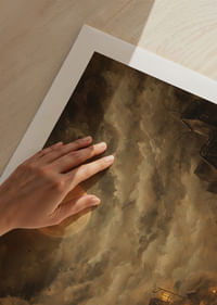 Egy titokzatos éjszaka teliholddal és lámpásokkal, amelyek a ködben ragyognak-5