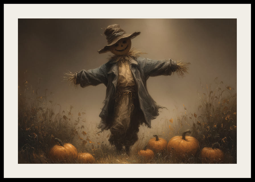 A scary scarecrow guards the autumn landscape-12