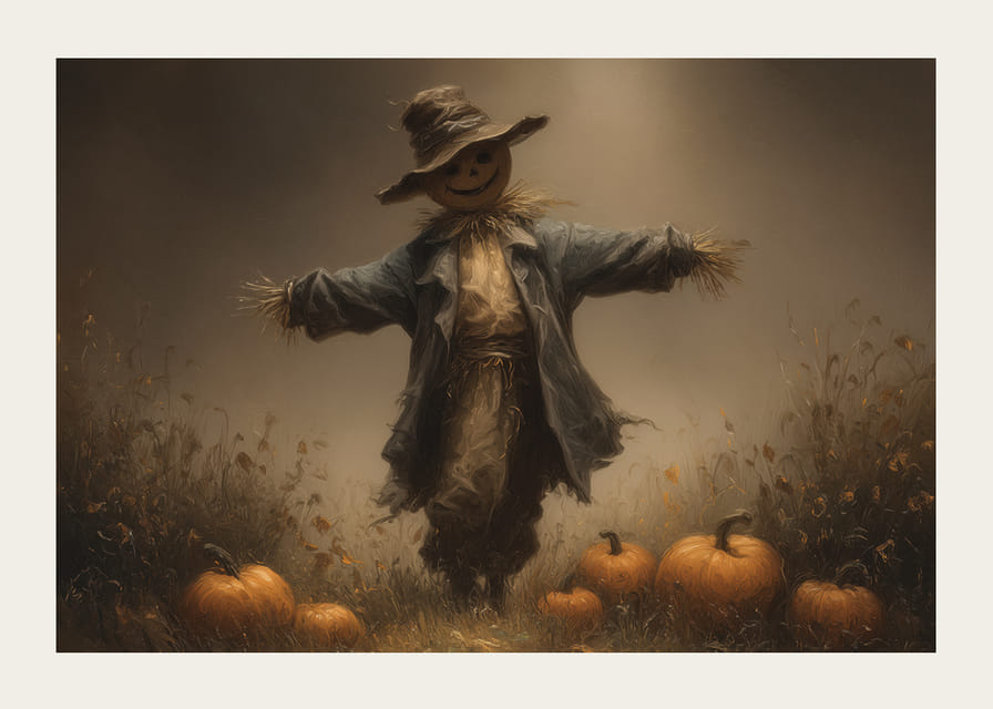 A scary scarecrow guards the autumn landscape-12