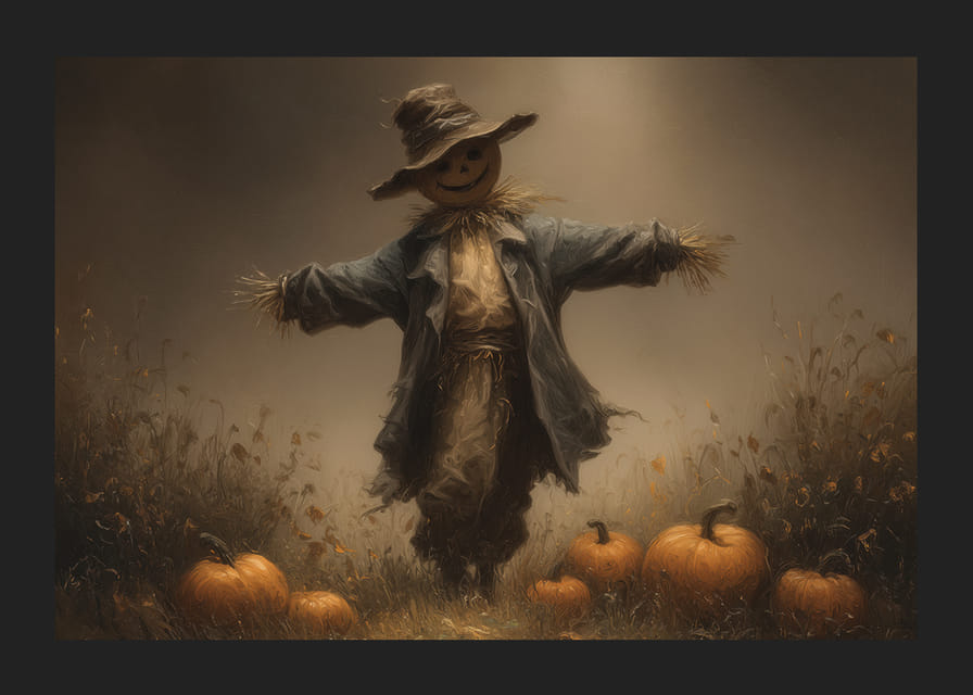 A scary scarecrow guards the autumn landscape-12