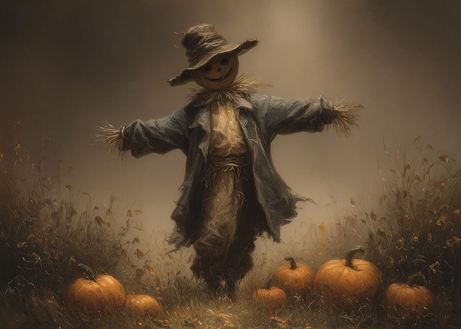 Egy ijesztő madárijesztő őrzi az őszi tájat-12