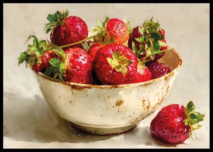 Juicy strawberries in a rustic bowl with nostalgic charm-12