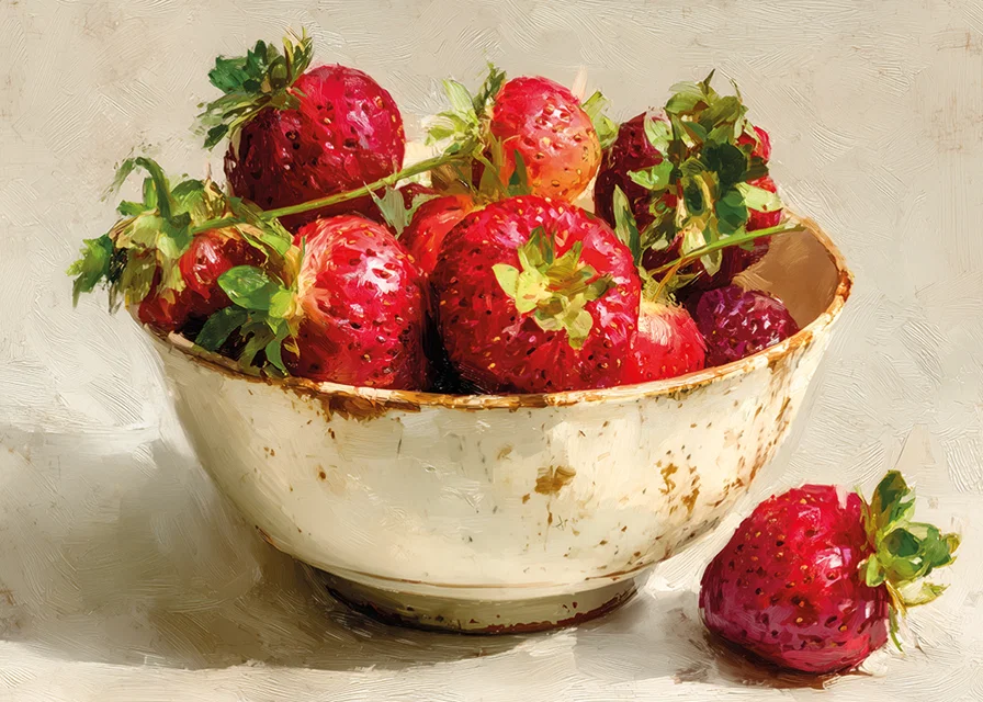 Juicy strawberries in a rustic bowl with nostalgic charm-12