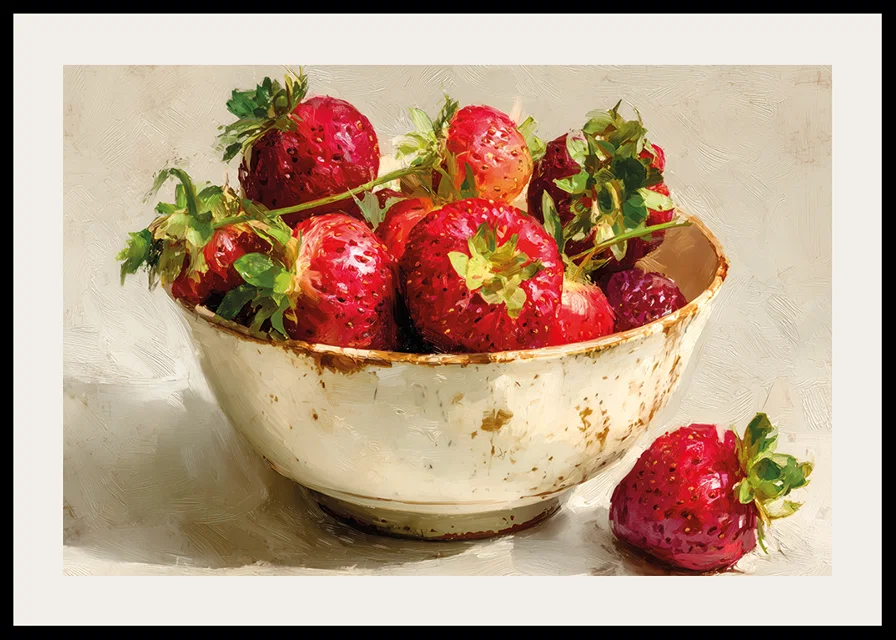 Juicy strawberries in a rustic bowl with nostalgic charm-12