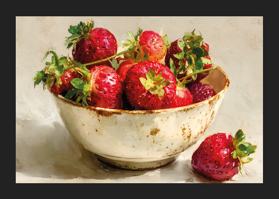 Fragole succose in una ciotola rustica dal fascino nostalgico-12