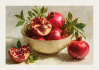 Vibrant poster with pomegranates in a bowl, full of color and life-3
