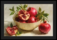 Vibrant poster with pomegranates in a bowl, full of color and life-4
