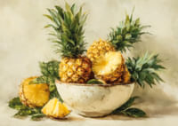 Un ananas gorgé de soleil dans un bol rustique apporte une touche tropicale et chaleureuse.-3