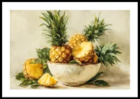 Solig ananas i en rustik skål ger tropisk värme-0