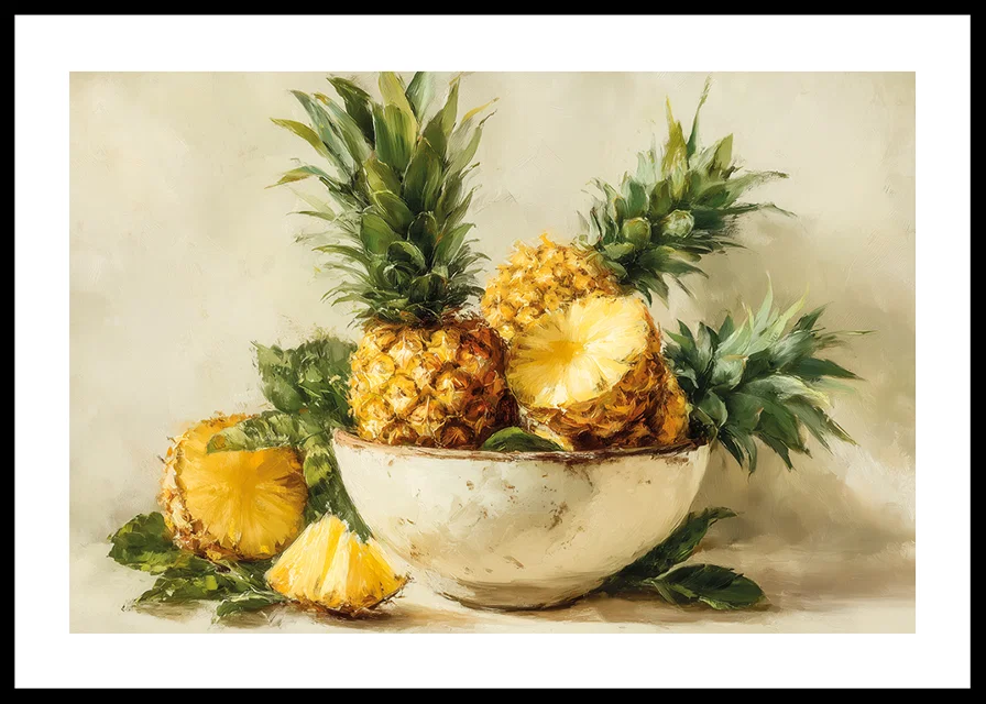 Solig ananas i en rustik skål ger tropisk värme-12