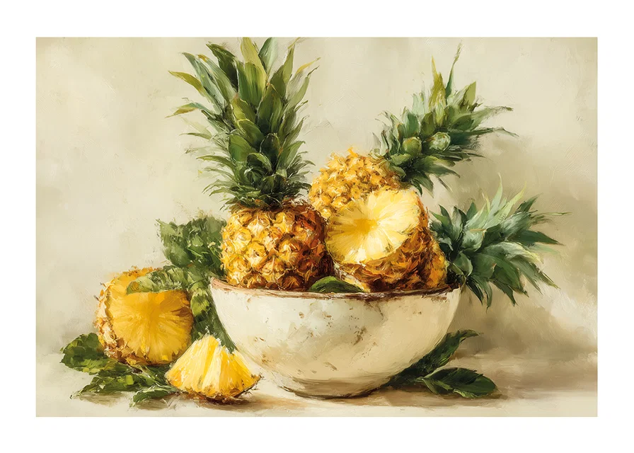 Solig ananas i en rustik skål ger tropisk värme-12