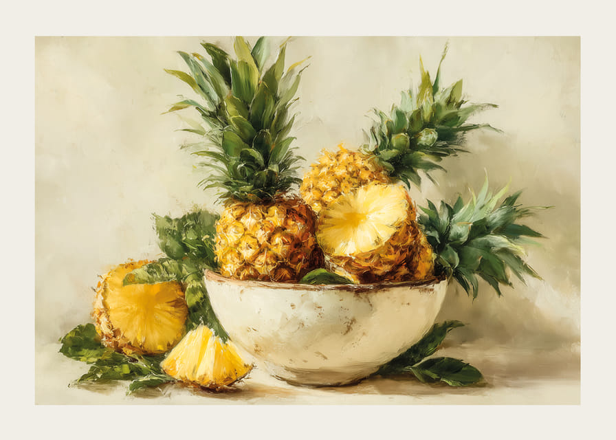 Solig ananas i en rustik skål ger tropisk värme-12