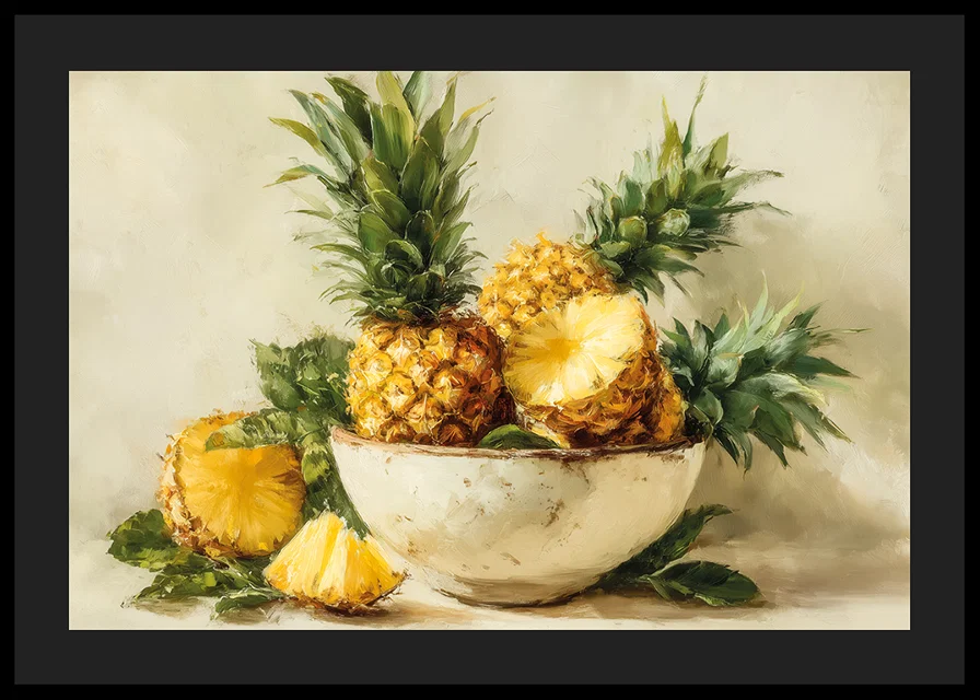 Solig ananas i en rustik skål ger tropisk värme-12