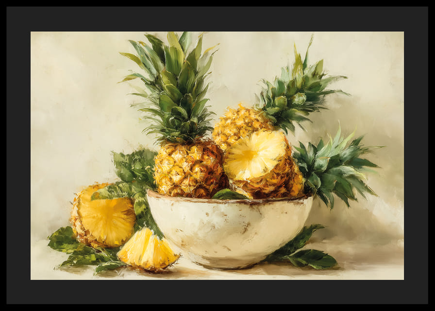 Solig ananas i en rustik skål ger tropisk värme-12