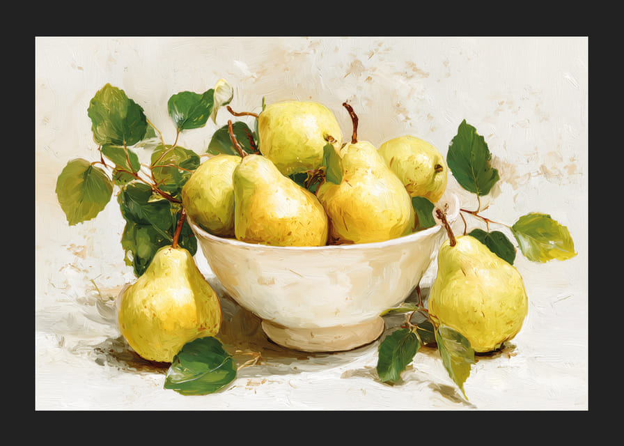 Seductive pears in a beautiful bowl create a peaceful atmosphere-12