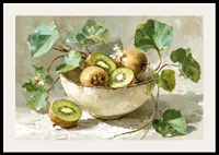 A bowl of kiwis and leaves gives a harmonious and fresh feeling-2