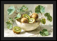 A bowl of kiwis and leaves gives a harmonious and fresh feeling-4