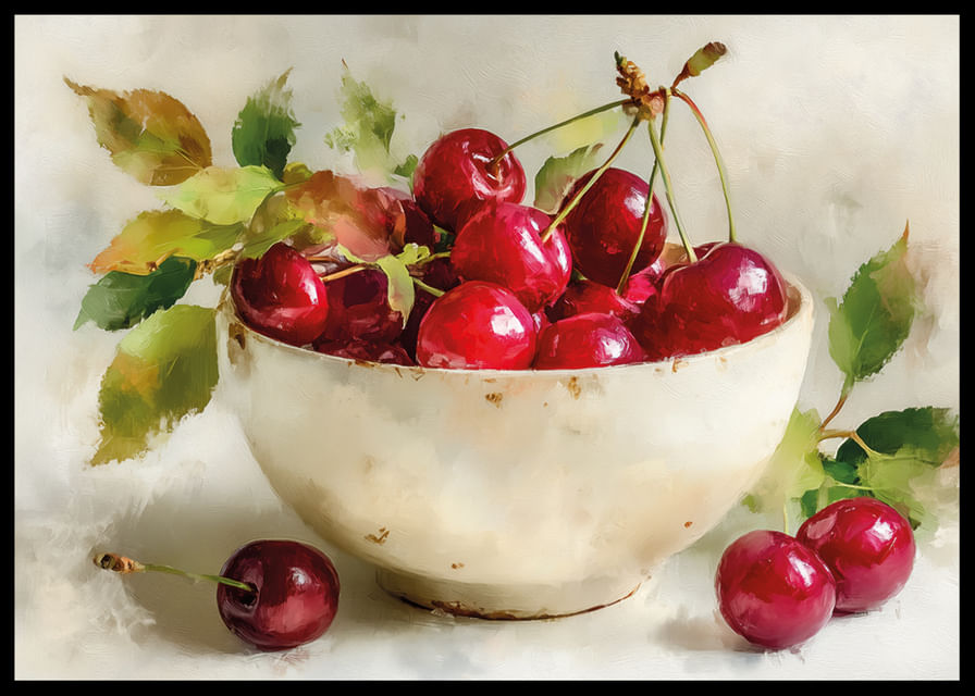 Bol de cerises mûres en parfaite harmonie-12