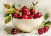 Bowl of ripe cherries in beautiful harmony-7