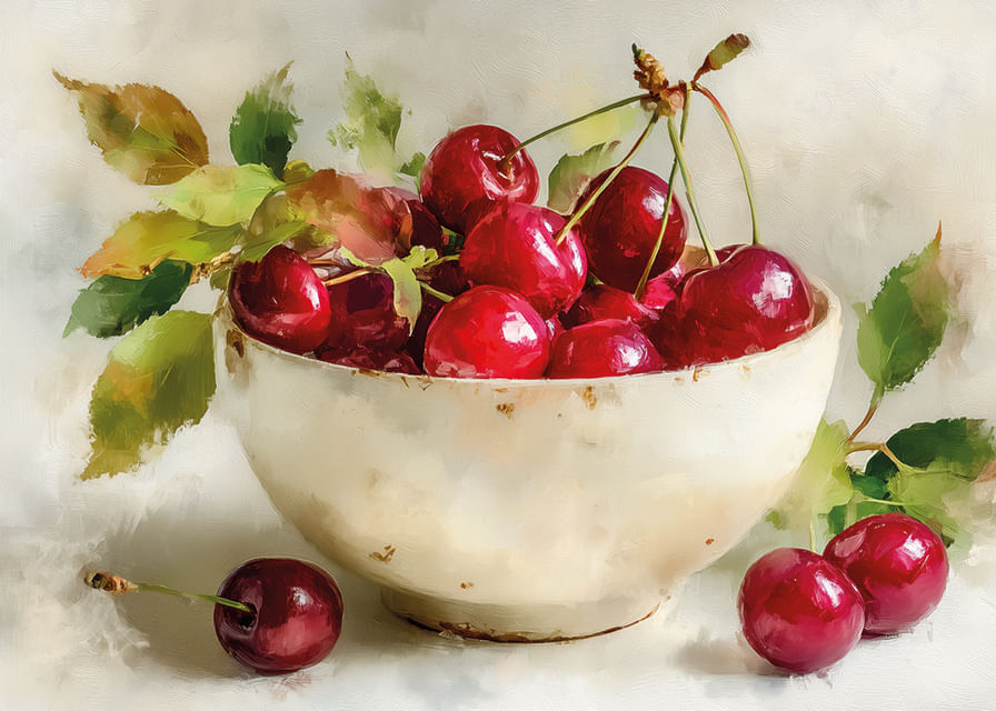 Bol de cerises mûres en parfaite harmonie-12