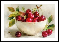 Bowl of ripe cherries in beautiful harmony-0