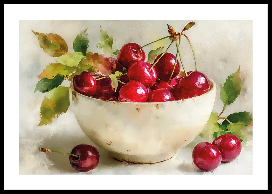 Bowl of ripe cherries in beautiful harmony-12